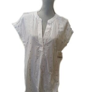 NWt Kate Landry ST2DK252 White Polka Dot Midi Cotton Lounge Dress Med #79096